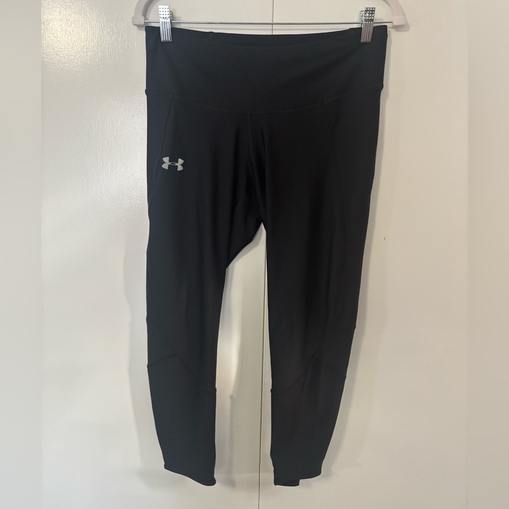 Women's Under Armour Flyfast Crop Heatgear Compression Leggings Black Large GUC